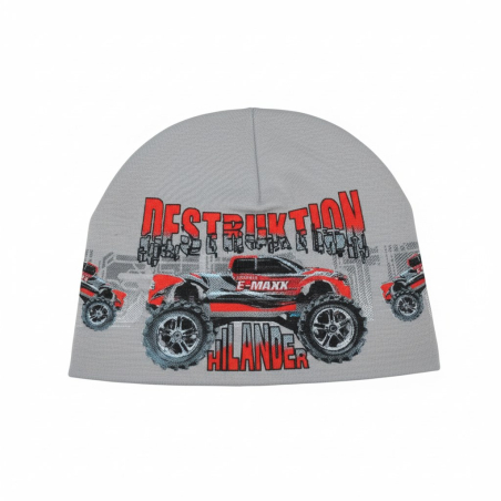 Chlapecká jarní čepice auto 4-7 let sv.šedá