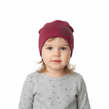 Dívčí jarní čepice kytička vel. 45 - 48 vínová