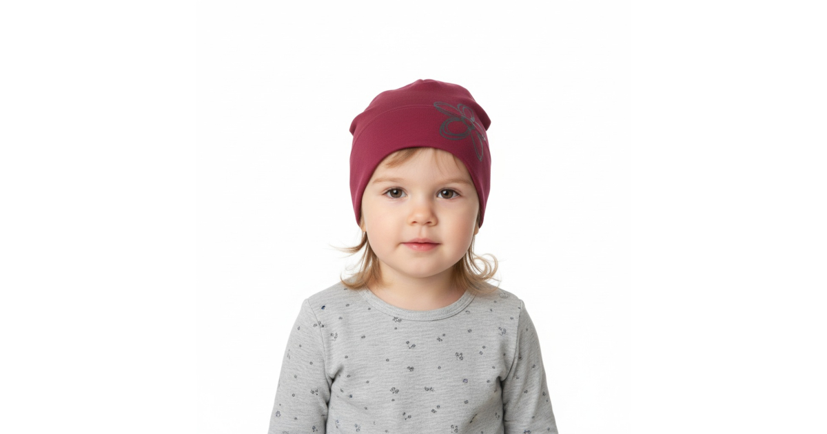 Dívčí jarní čepice kytička vel. 45 - 48 vínová