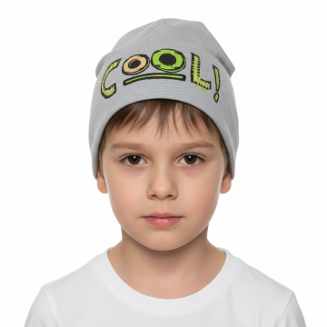 Chlapecká čepice prodloužená vel. 6 -12 let šedý melír