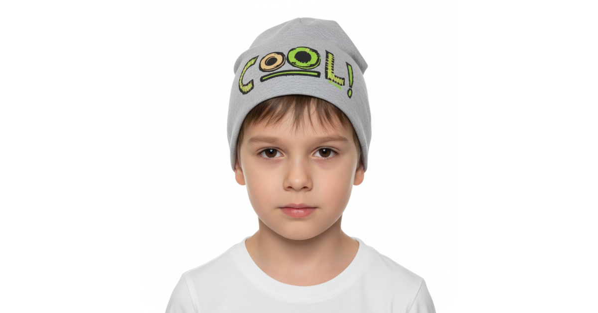 Chlapecká čepice prodloužená vel. 6 -12 let šedý melír