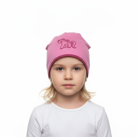 Dívčí čepice s lemem - koníček Pletex