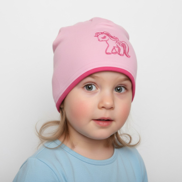 Dívčí čepice s lemem - koníček Pletex