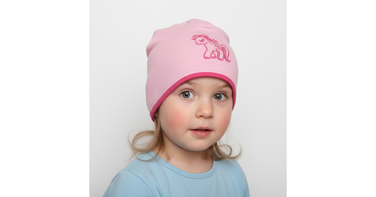 Dívčí čepice s lemem - koníček Pletex