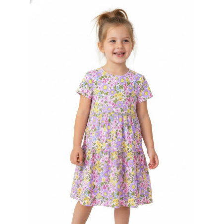 Dívčí letní šaty Kugo - kytička - růžové