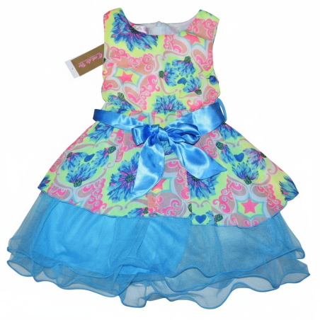 Dívčí květované šaty se saténovou mašlí