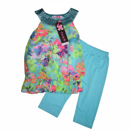 Letní květovaná tunika s legínami – stylový dívčí komplet