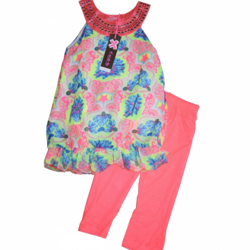 Letní květovaná tunika s legínami – stylový dívčí komplet