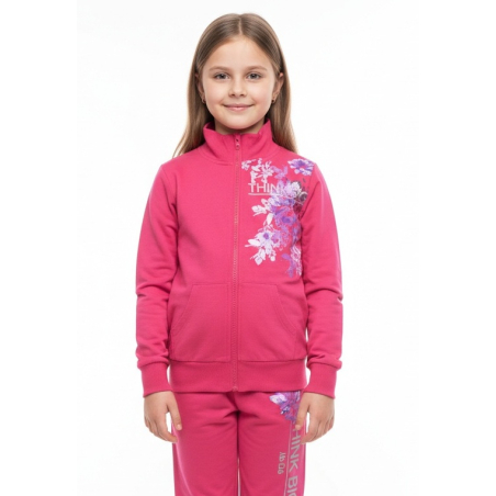 Tepláková souprava pro holky s potiskem kytiček a flitry