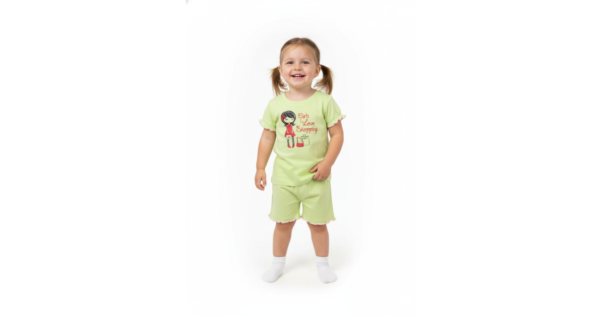 Dívčí letní pyžamo – bavlněný komplet s roztomilým obrázkem