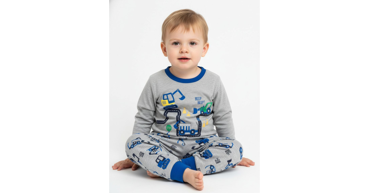 Kojenecké pyžamo chlapecké BAGR TRAKTOR | Teplé, bavlněné