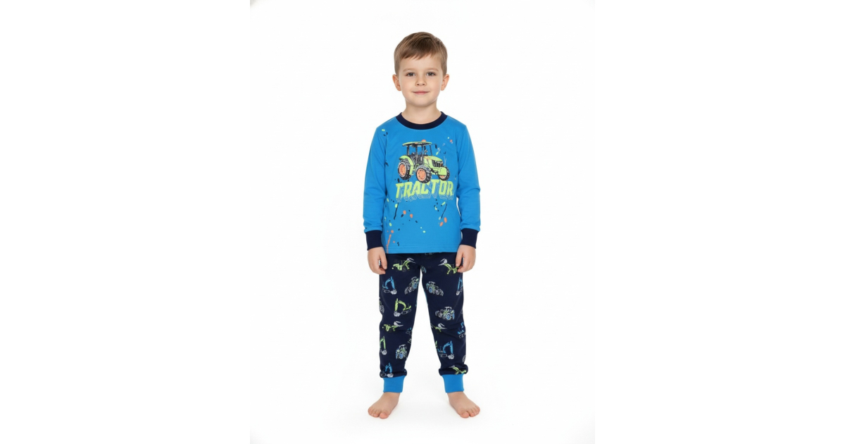 Chlapecké pyžamo s traktorem – svítící potisk | 100% bavlna