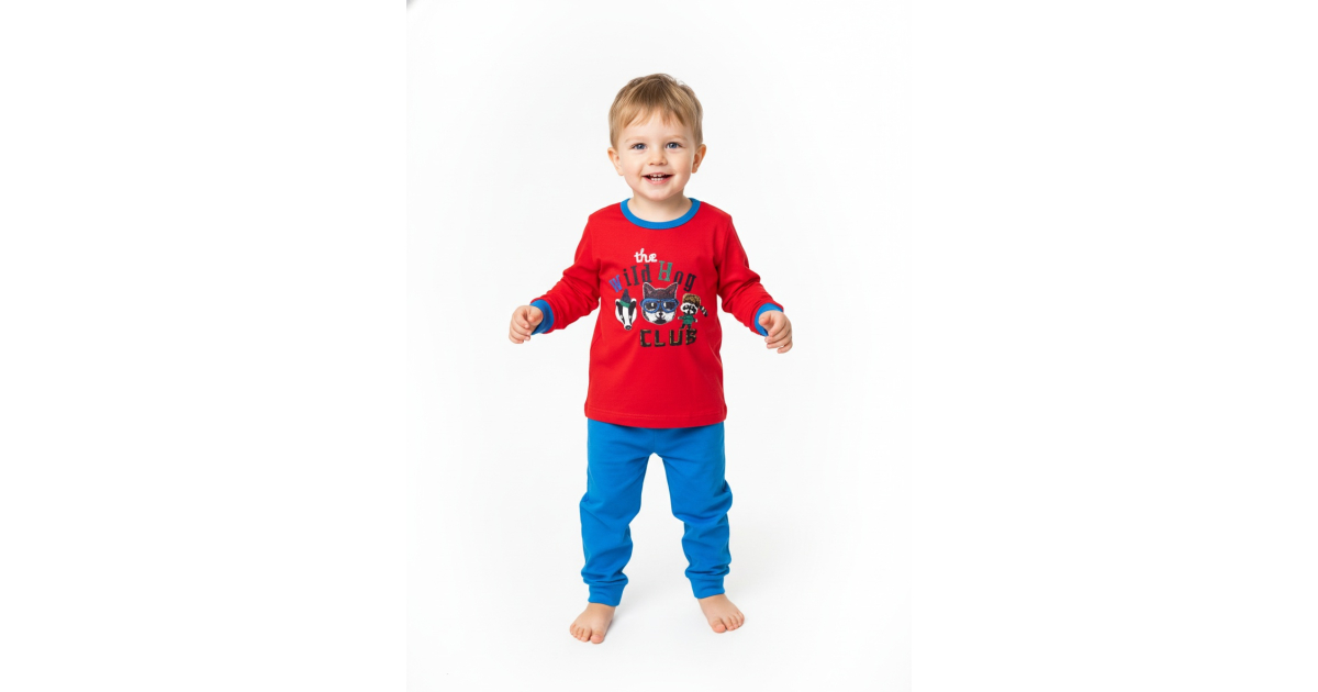 Chlapecké pyžamo Wolf se zvířátky | 100% bavlna, do manžety