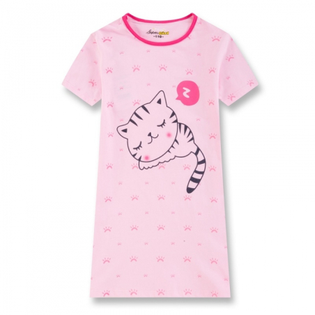 Dívčí noční košilka s kočičkou | 100% bavlna | Pohodlí pro sladké sny