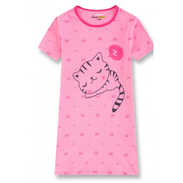 Dívčí noční košilka s kočičkou | 100% bavlna | Pohodlí pro sladké sny