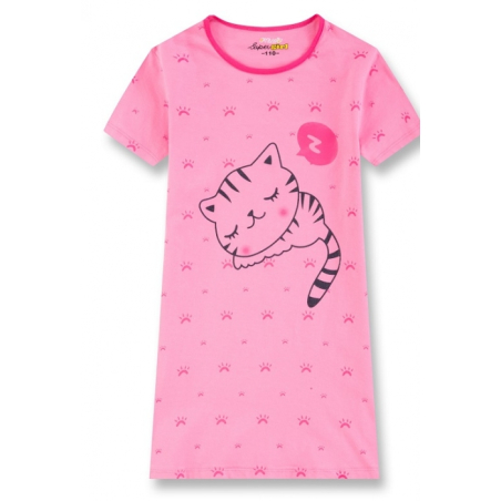 Dívčí noční košilka s kočičkou | 100% bavlna | Pohodlí pro sladké sny