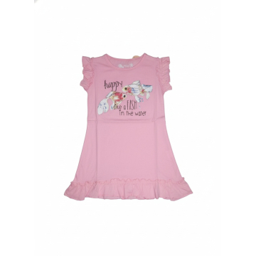 Dívčí bavlněná noční košilka s rybičkou a volánky