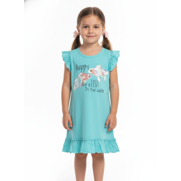 Dívčí bavlněná noční košilka s rybičkou a volánky