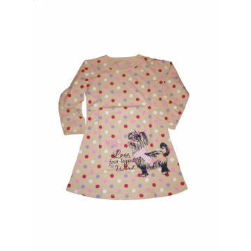 Dívčí bavlněná noční košilka s pejskem a puntíky - 100% bavlna