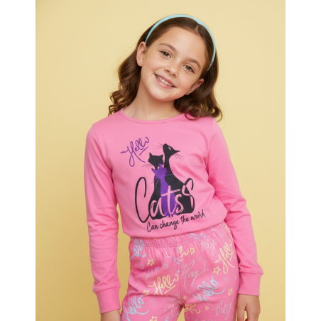 Dívčí pyžamo s kočičkami | Třpytivý motiv | 100% bavlna
