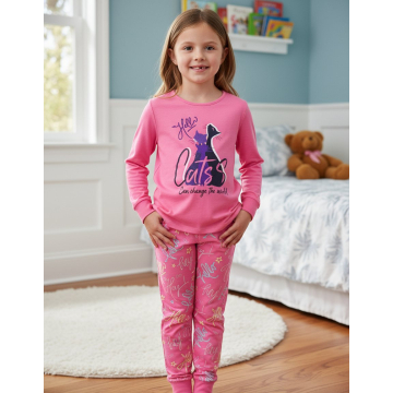 Dívčí pyžamo s kočičkami | Třpytivý motiv | 100% bavlna