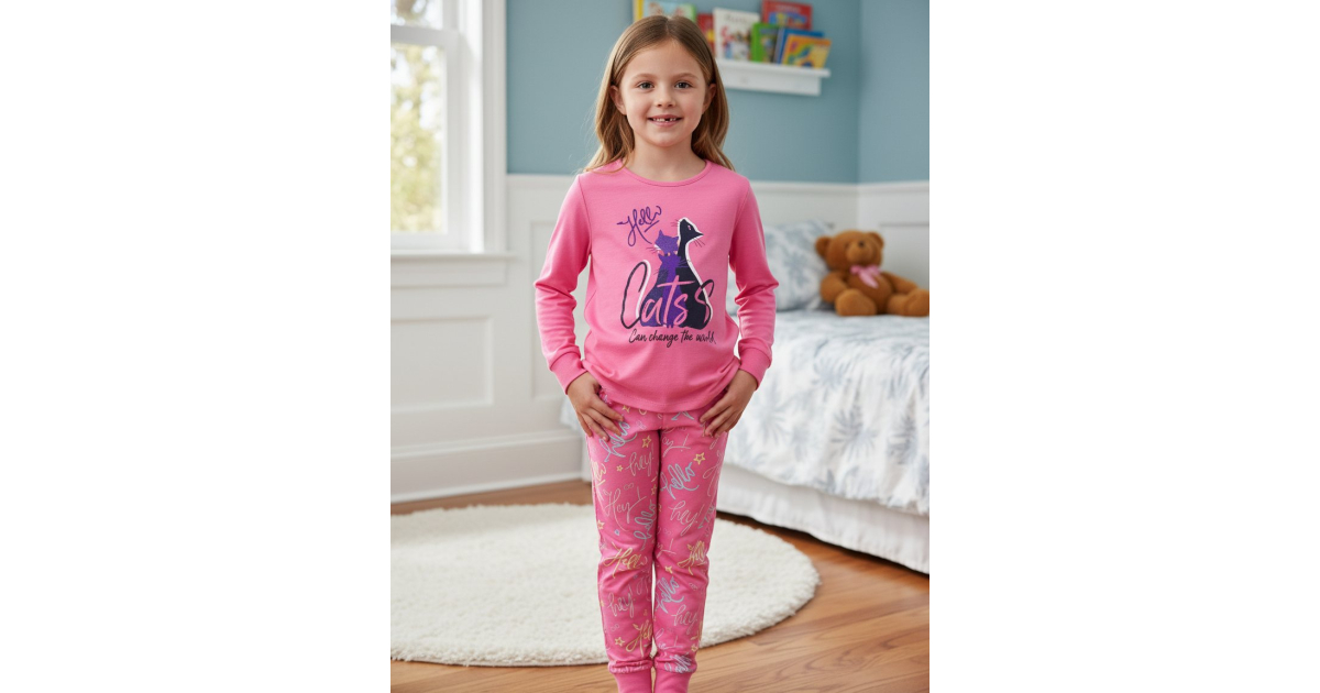 Dívčí pyžamo s kočičkami | Třpytivý motiv | 100% bavlna