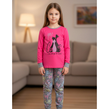 Dívčí pyžamo s kočičkami | Třpytivý motiv | 100% bavlna
