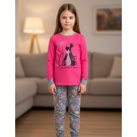 Dívčí pyžamo s kočičkami | Třpytivý motiv | 100% bavlna