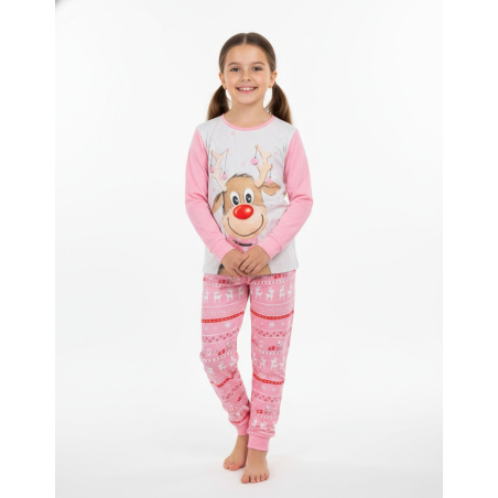 Dívčí vánoční pyžamo Kugo se sobem - 100% bavlny vyšší gramáže
