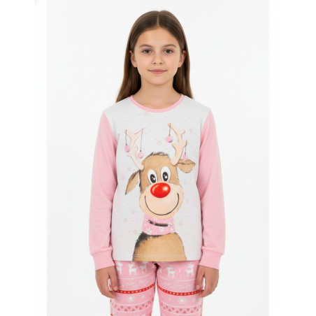 Dívčí vánoční pyžamo Kugo se sobem - 100% bavlny vyšší gramáže