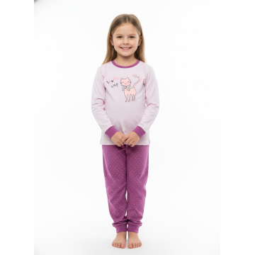 Dívčí pyžamo Wolf | 100% bavlna s kočičkou