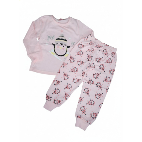 Dívčí pyžamo Kugo s tučňákem | Bavlněné, s třpytkami