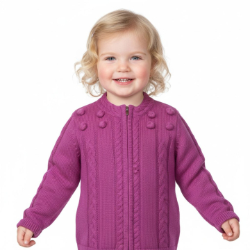 Dívčí pletený svetr z akrylu – jemný, se zipem a stojáčkem