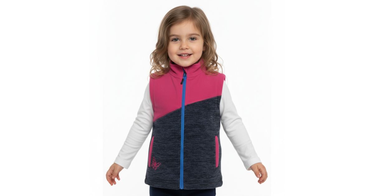 Dívčí fleecová vesta s motýlkem |pohodlná , měkká