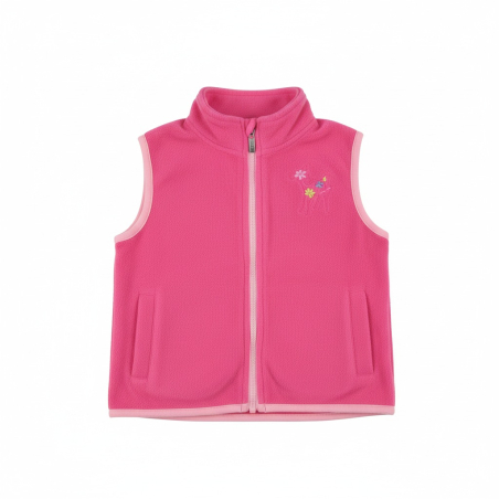 Dívčí fleecová vesta s kytičkou | Měkká, na zip