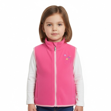 Dívčí fleecová vesta s kytičkou | Měkká, na zip