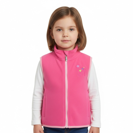 Dívčí fleecová vesta s kytičkou | Měkká, na zip