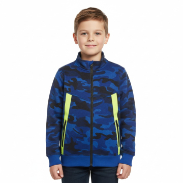 Chlapecká mikina s maskáčovým vzorem | Bavlna, zip, teplo