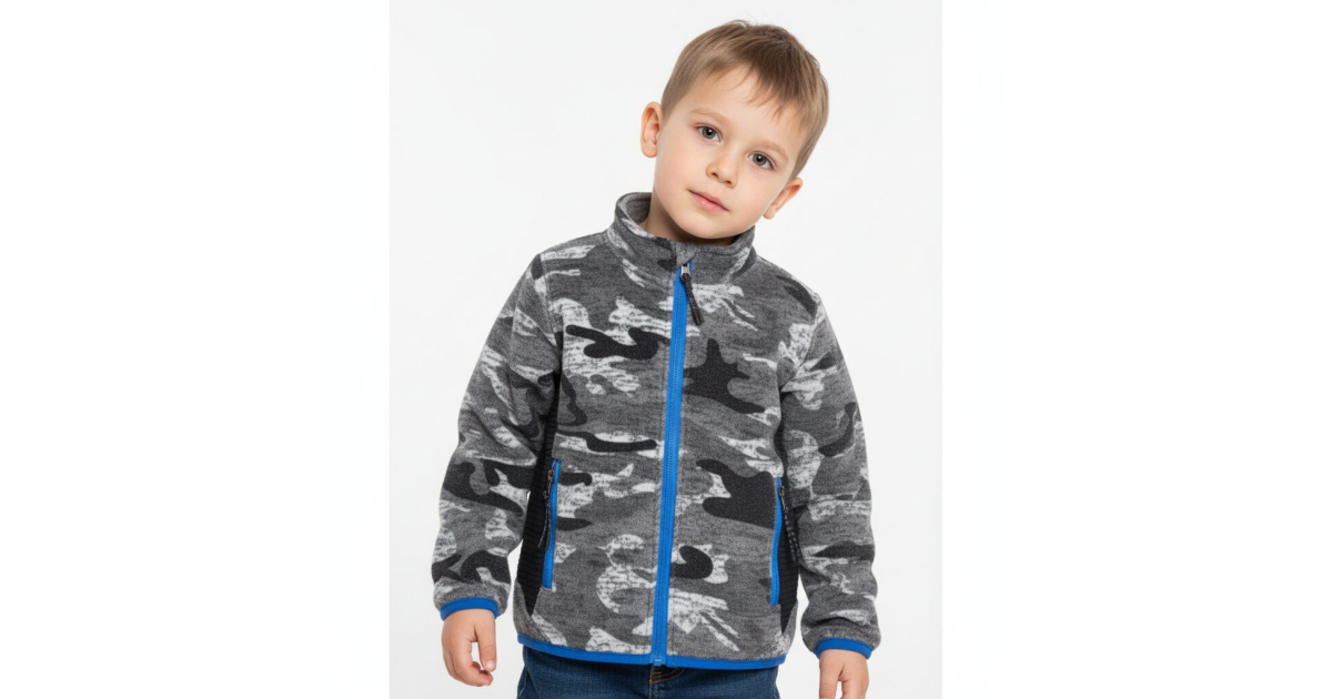 Chlapecká mikina s maskáčovým vzorem | Bavlna, zip, teplo