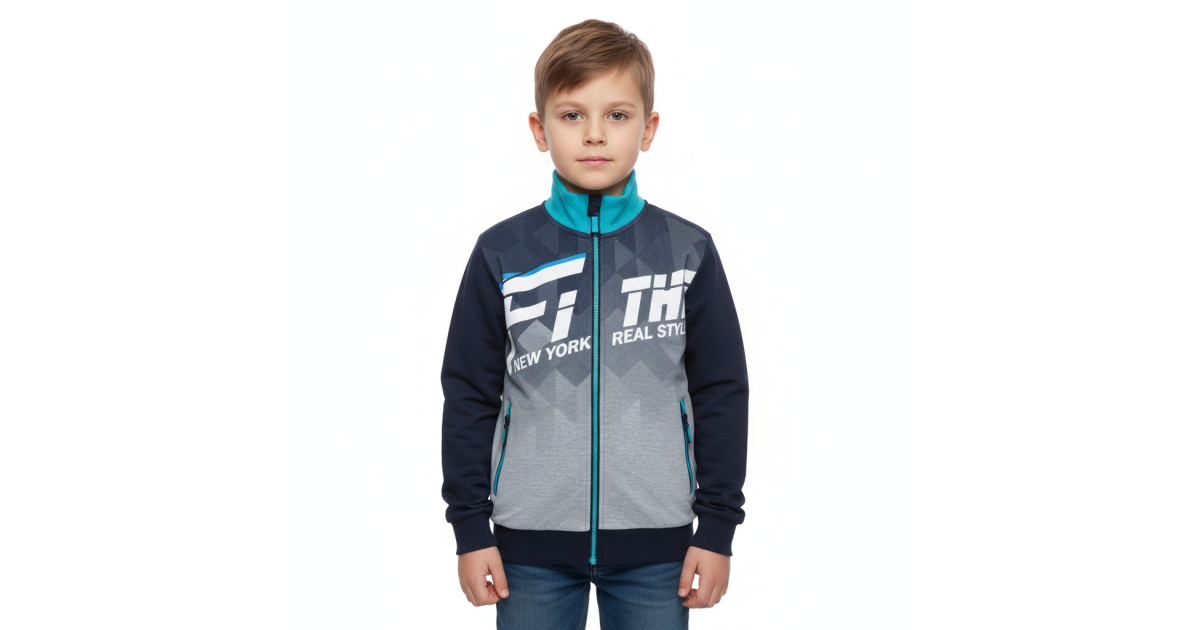 Chlapecká tepláková mikina FITHE | 100% bavlna, zip