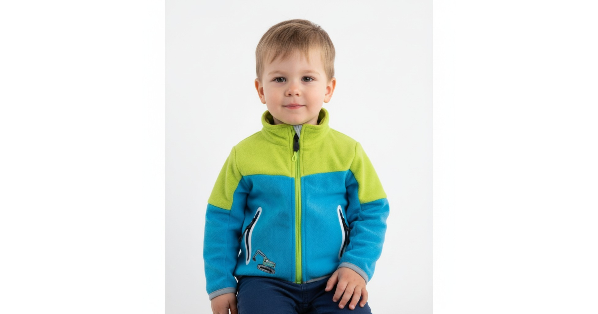 Chlapecká fleecová mikina na zip | Reflexní detaily - bagr