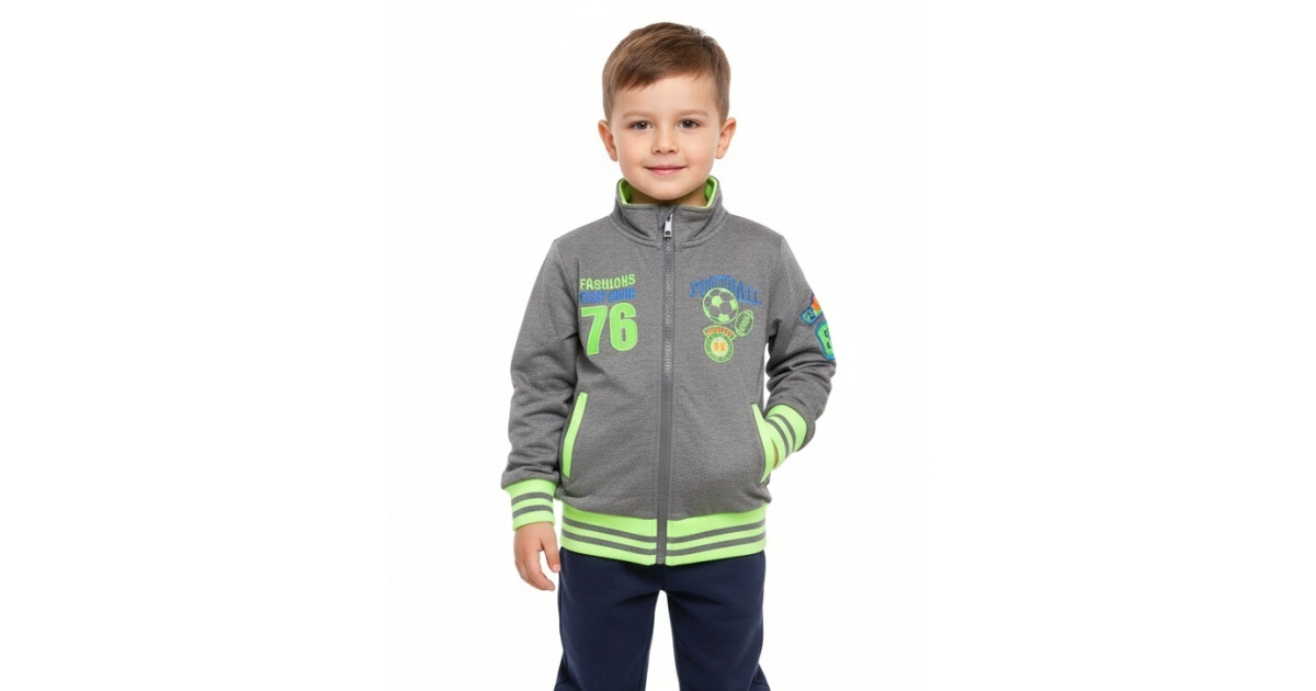 Chlapecká tepláková mikina s fotbalovým motivem | manžety a zip