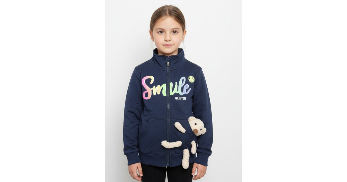 Dívčí mikina s plyšovým medvídkem | Tepláková s nápisem