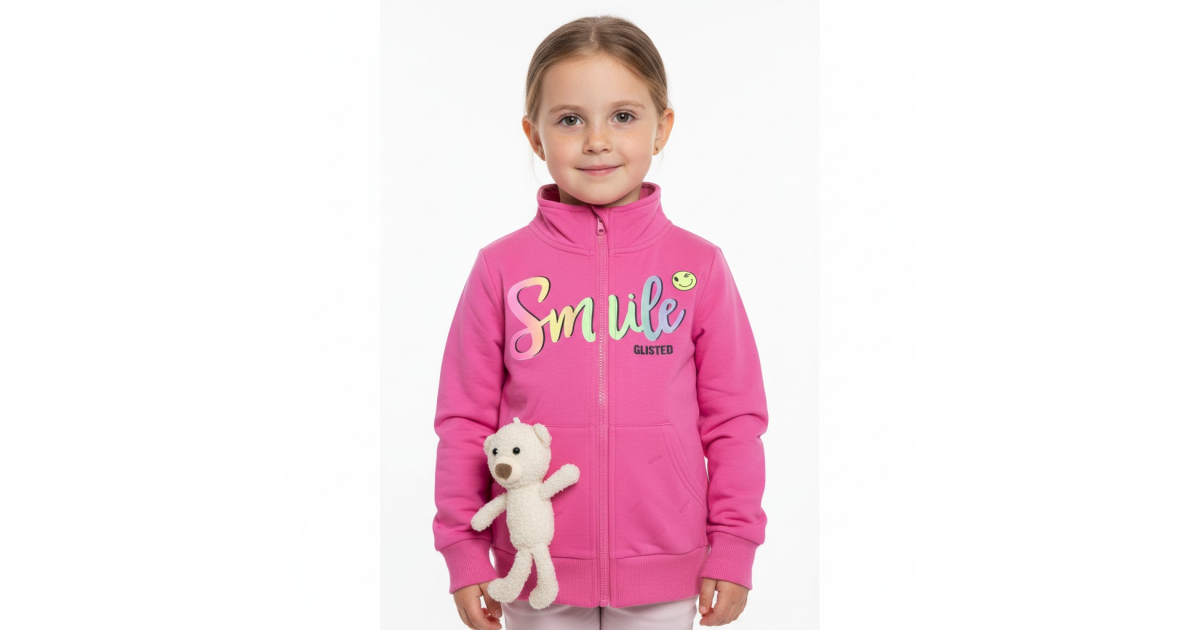 Dívčí mikina s plyšovým medvídkem | Tepláková s nápisem