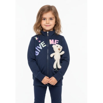 🧸 Dívčí tepláková mikina s potiskem + plyšový medvídek