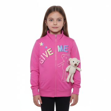 🧸 Dívčí tepláková mikina s potiskem + plyšový medvídek