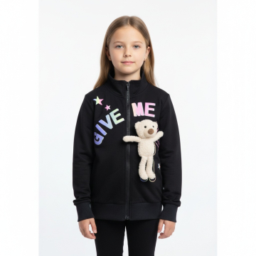🧸 Dívčí tepláková mikina s potiskem + plyšový medvídek