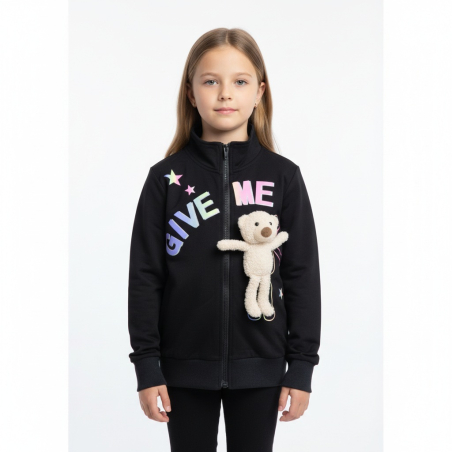 🧸 Dívčí tepláková mikina s potiskem + plyšový medvídek