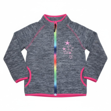 Dívčí fleecová mikina s duhovým zipem | Hřejivá s hvězdičkami