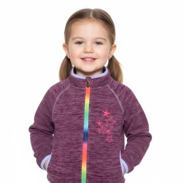 Dívčí fleecová mikina s duhovým zipem | Hřejivá s hvězdičkami